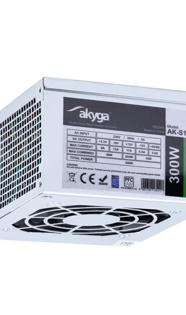 Akyga AK-S1-300 power supply unit 300 W 20+4 pin ATX SFX Silver
