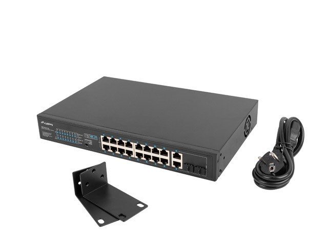 Lanberg RSFE-16P-2C-250 network switch Unmanaged Gigabit Ethernet (10/100/1000) Power over Ethernet (PoE) 1U Black