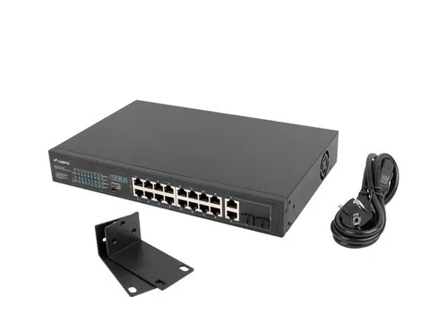 Lanberg RSFE-16P-2C-250 network switch Unmanaged Gigabit Ethernet (10/100/1000) Power over Ethernet (PoE) 1U Black