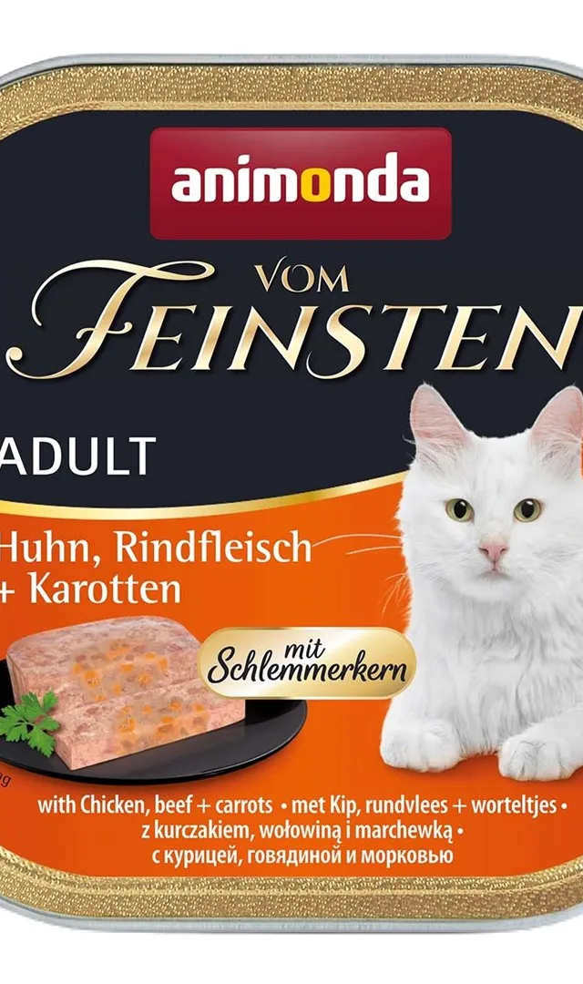 ANIMONDA Vom Feinsten Adult Chicken Beef And Carrots - Wet Cat Food - 100g