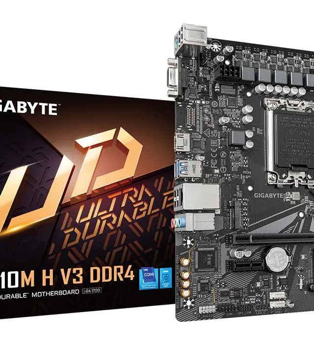 GIGABYTE H610M H V3 DDR4 Motherboard - Supports Intel Core 14th CPUs, 4+1+1 Hybrid Phases Digital VRM, up to 3200MHz DDR4, 1xPCIe 3.0 M.2, GbE LAN, USB 3.2 Gen 1