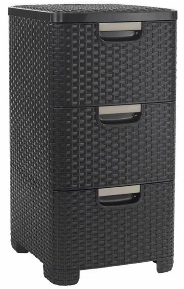 CURVER BOOKCASE WITH 3 DRAWERS 3x14L /DARK BROWN