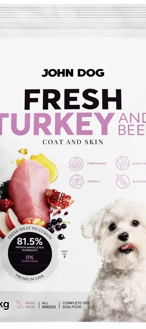JOHN DOG Fresh Turkey And Beef - Dry Dog Food - 3kg