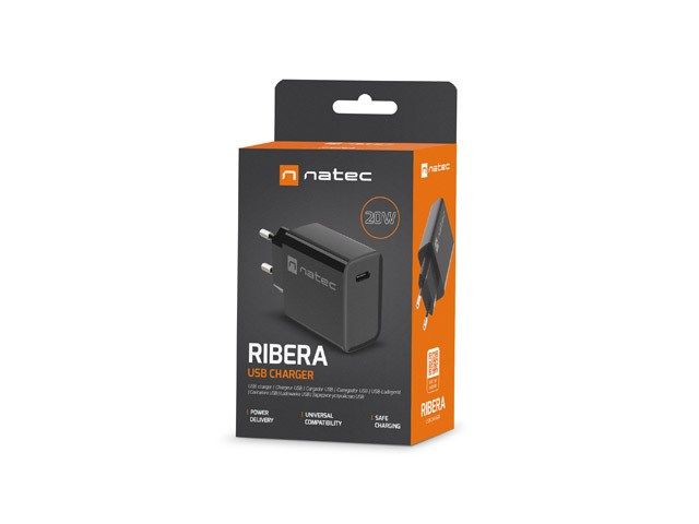 NATEC RIBERA Universal Black AC Fast charging Indoor