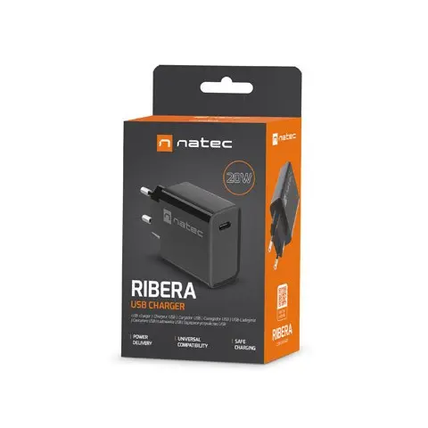 NATEC RIBERA Universal Black AC Fast charging Indoor