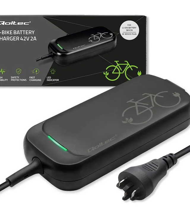 Qoltec Szybka Charger Pro Do Roweru Elektrycznego Bosch 36V 42V 2A Bosch Plug Wodoodporna Cable ZasilająCy