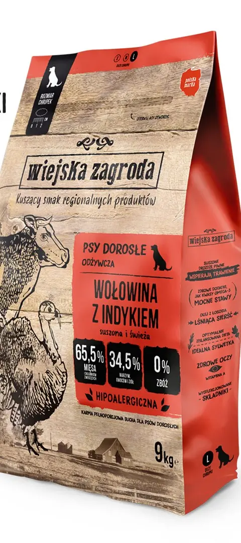 WIEJSKA ZAGRODA Beef With Turkey L - Dry Dog Food - 9kg