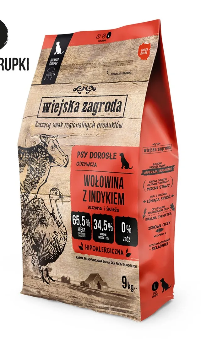 WIEJSKA ZAGRODA Beef With Turkey L - Dry Dog Food - 9kg