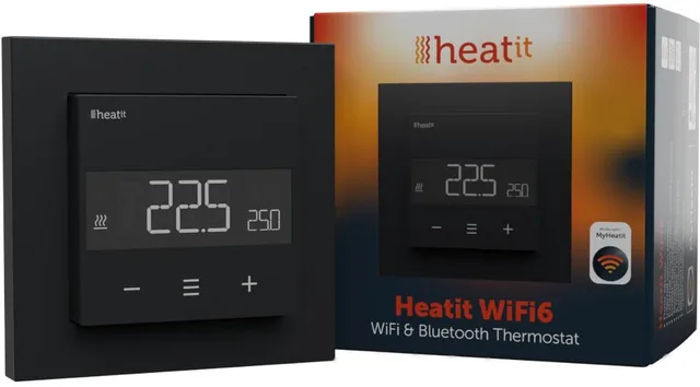 Termostat Heatit WiFi6 Black Matt Wi-Fi Thermostat 3600W 16A