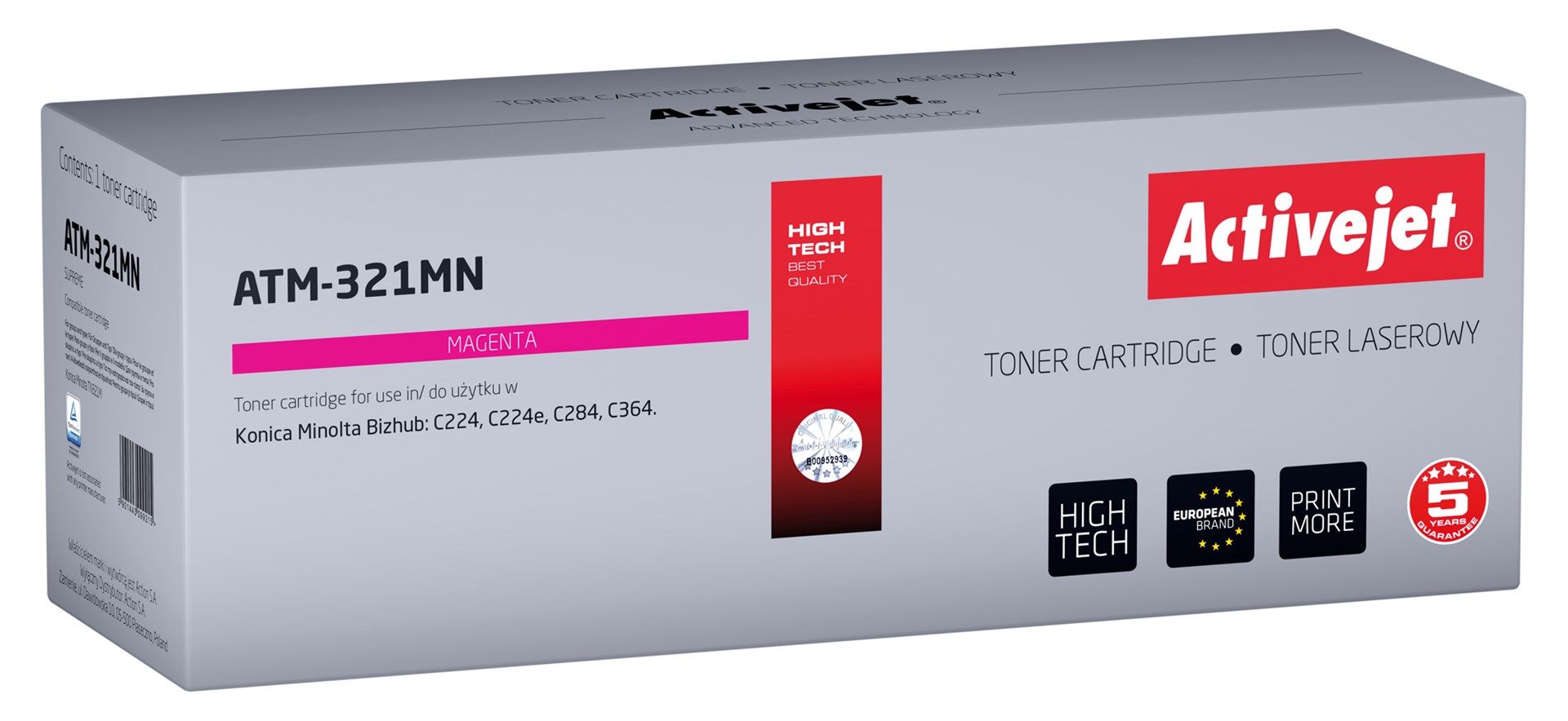 Activejet ATM-321MN toner (replacement for Konica Minolta TN321M; Supreme; 25000 pages; magenta)