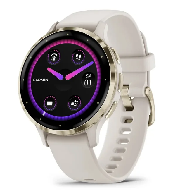 Garmin Venu 3S 3.05 cm (1.2") AMOLED 41 mm Digital 390 x 390 pixels Touchscreen Gold, Ivory Wi-Fi GPS (satellite)
