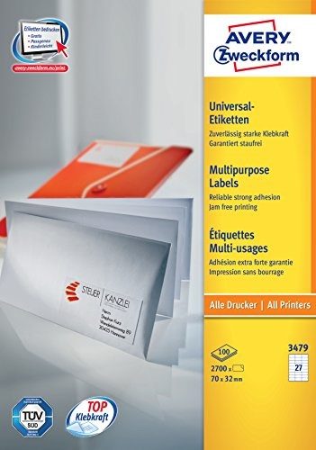 AVERY Zweckform Etiketten 3479 White 70,0 X 32,0 Mm