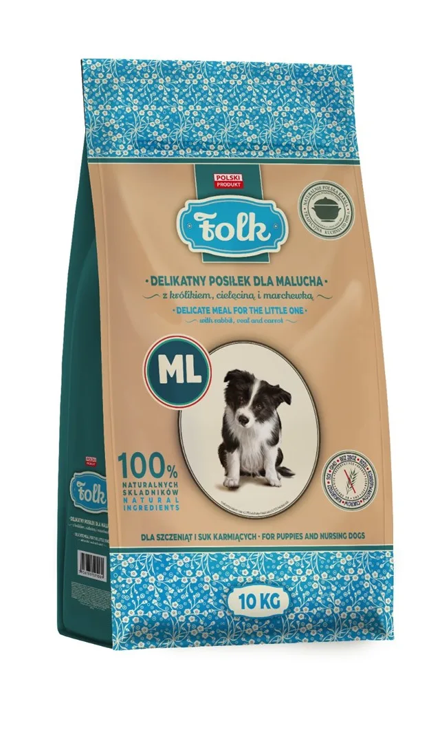 FOLK Junior Medium And Large Breeds Gentle Meal For Puppy With Rabbit Veal And Carrot - Dry Dog Food - 10kg