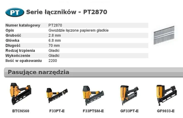 BOSTITCH Nails PT 33` 2.8 x 70mm 2200 pcs.