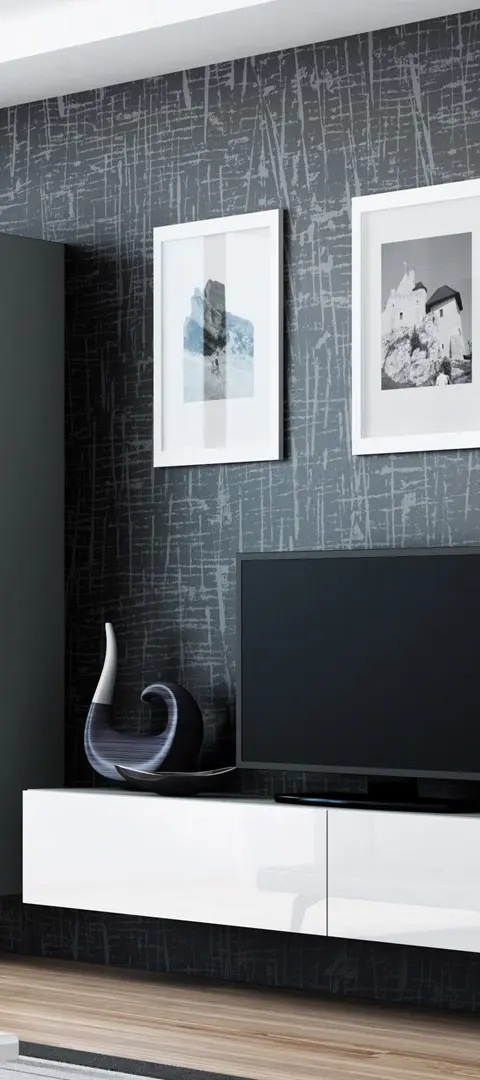 Cama Living Room Cabinet Set VIGO 3 Grey/White Gloss