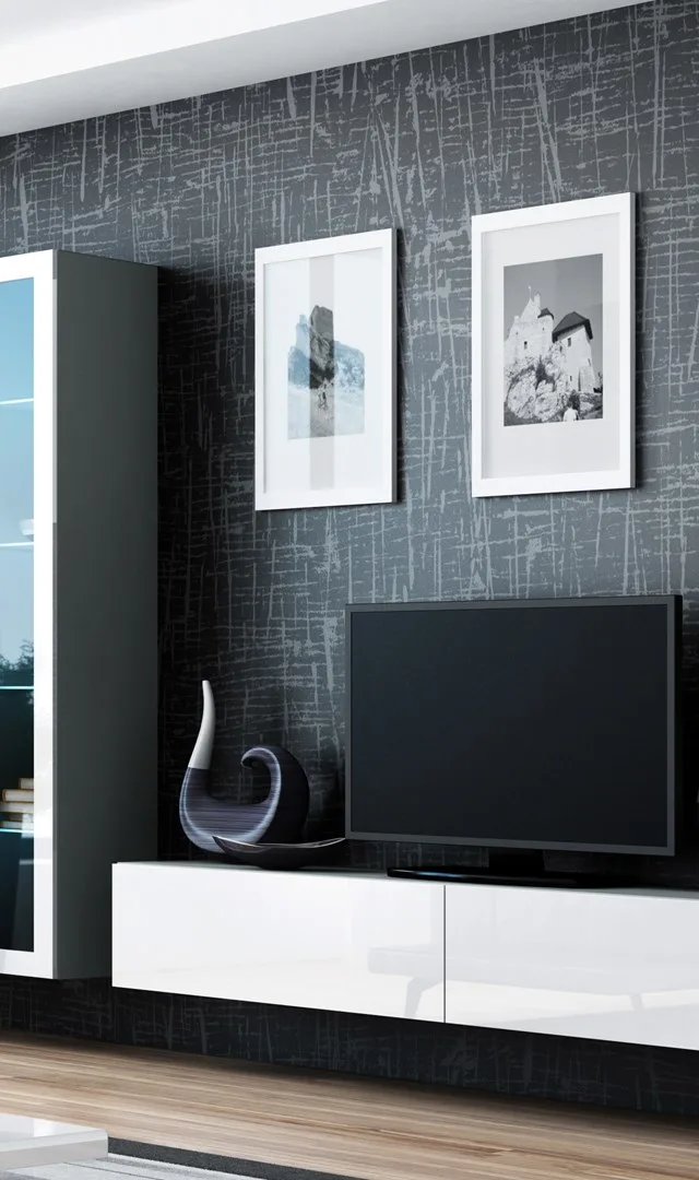 Cama Living Room Cabinet Set VIGO 3 Grey/White Gloss