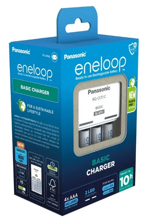 Battery Charger PANASONIC Eneloop Basic BQ-CC51 4x AAA 800 MAh (K-KJ51MCD04E)