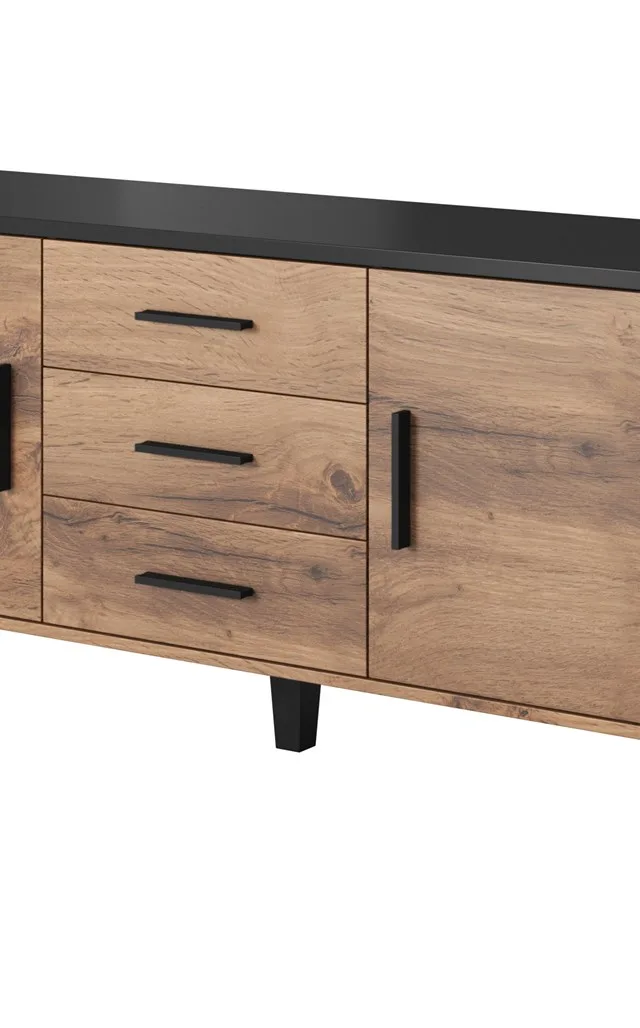 Cama Sideboard LOTTA 150 2D3S Wotan Oak Mat Black