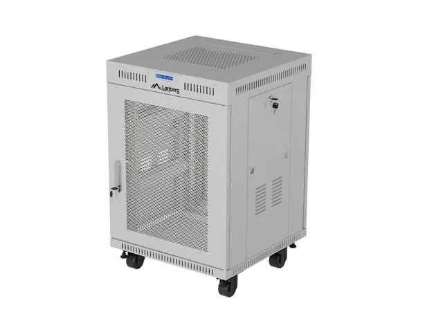 FREESTANDING 19" RACK CABINET 15U 600 × 600 GREY, PERFORATED DOOR, LCD, LANBERG (FLAT PACK)