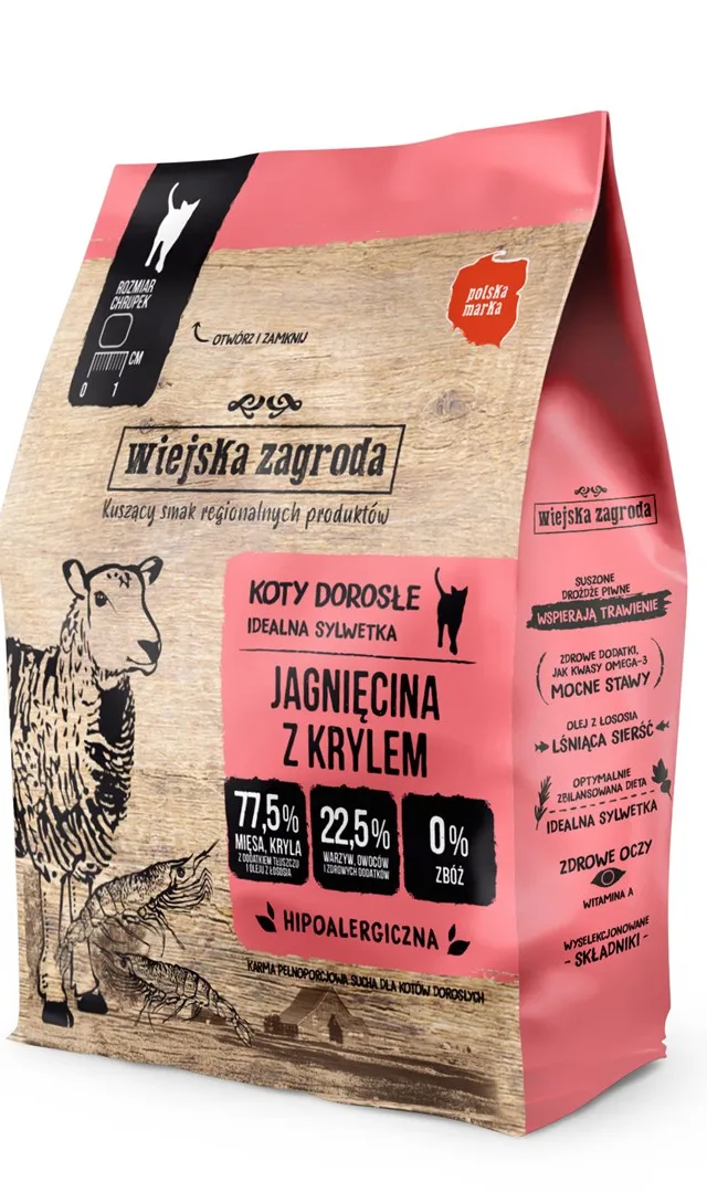 WIEJSKA ZAGRODA Lamb With Krill - Dry Cat Food - 400g