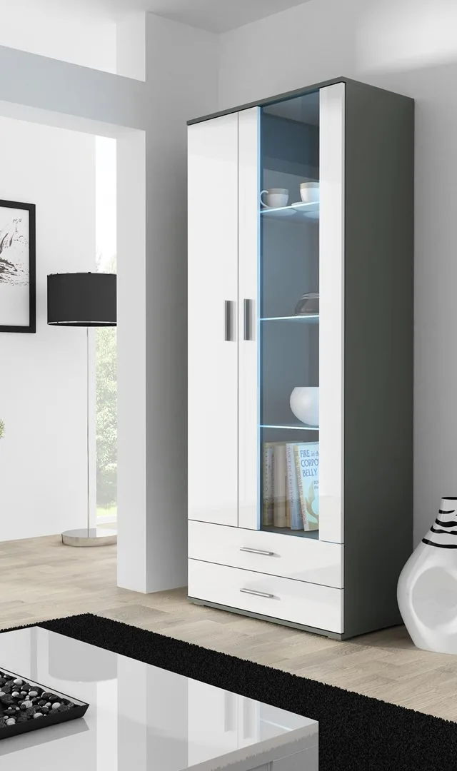Cama Display Cabinet SOHO S6 2D2S Grey/White Gloss