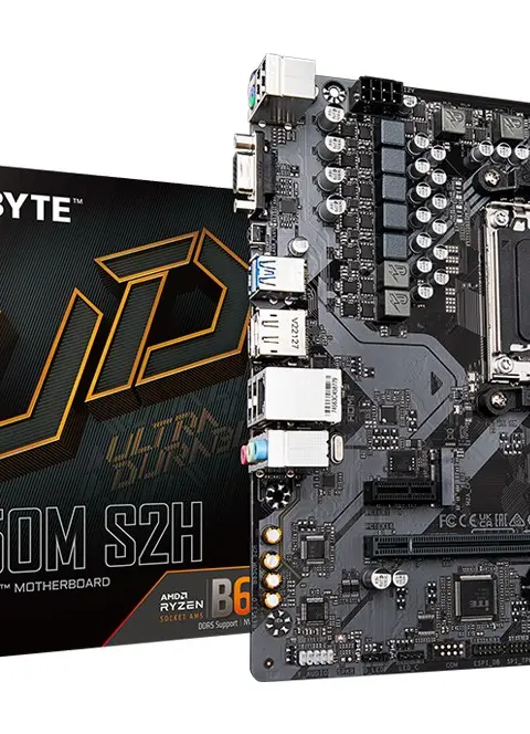 GIGABYTE B650M S2H Motherboard - AMD Ryzen 9000 Series CPUs, 5+2+2 Phases VRM, up to 6400MHz DDR5 (OC), 1xPCIe 4.0 M.2, GbE LAN, USB 3.2 Gen 1