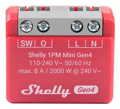 Shelly Relay "1PM Mini Gen4" WLAN BT Matter Zigbee Metering Max 8A 1 Channel Flush Mount