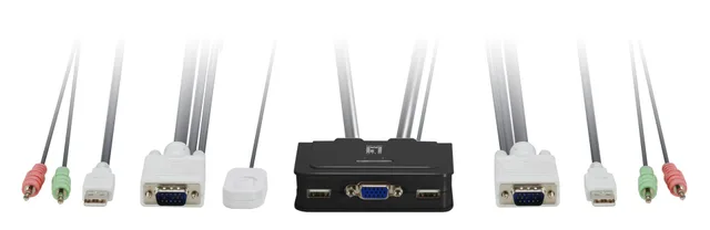 LevelOne 2-Port USB VGA Cable KVM Switch, audio support