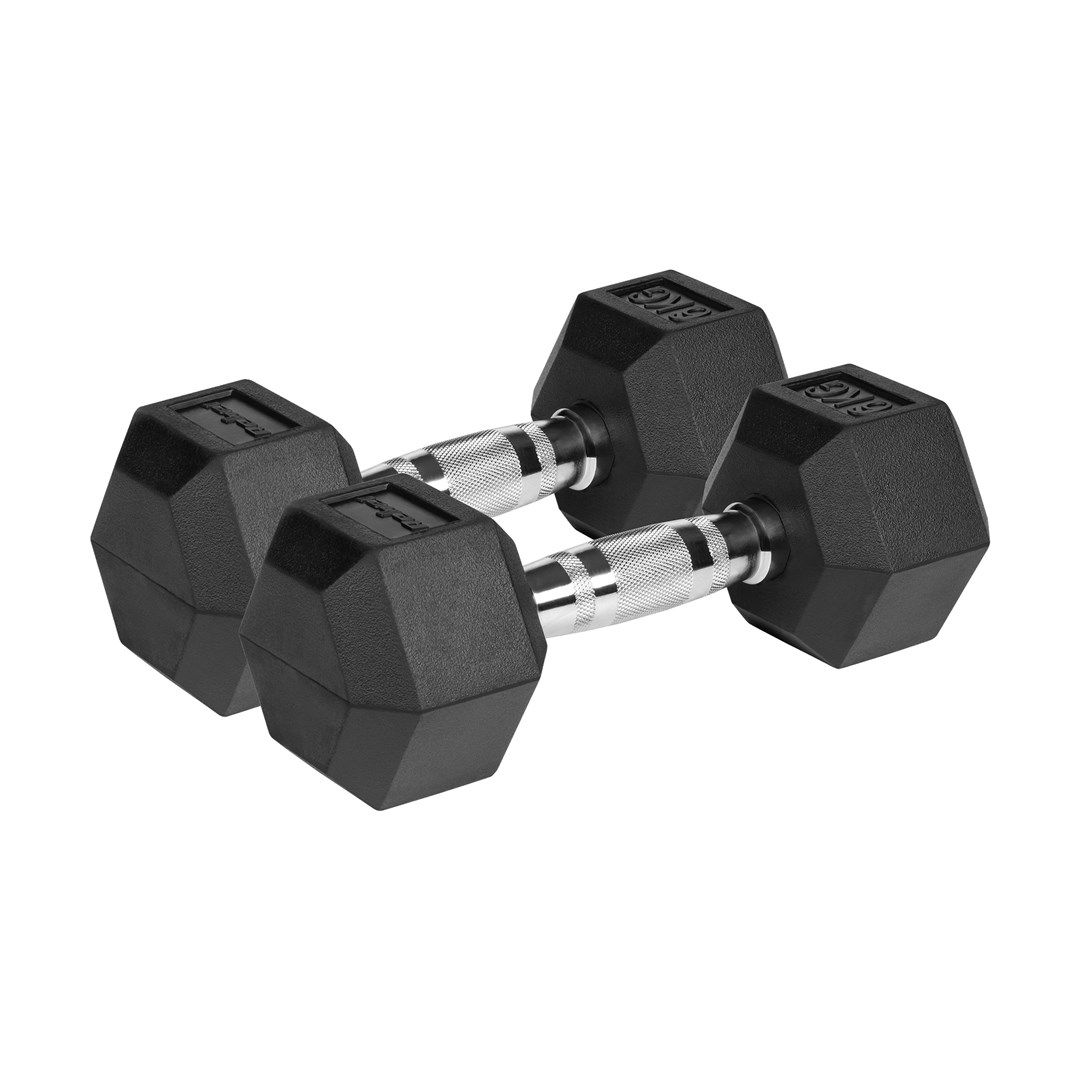 REBEL ACTIVE Rubber-Coated Cast Iron Dumbbells 2x6 Kg