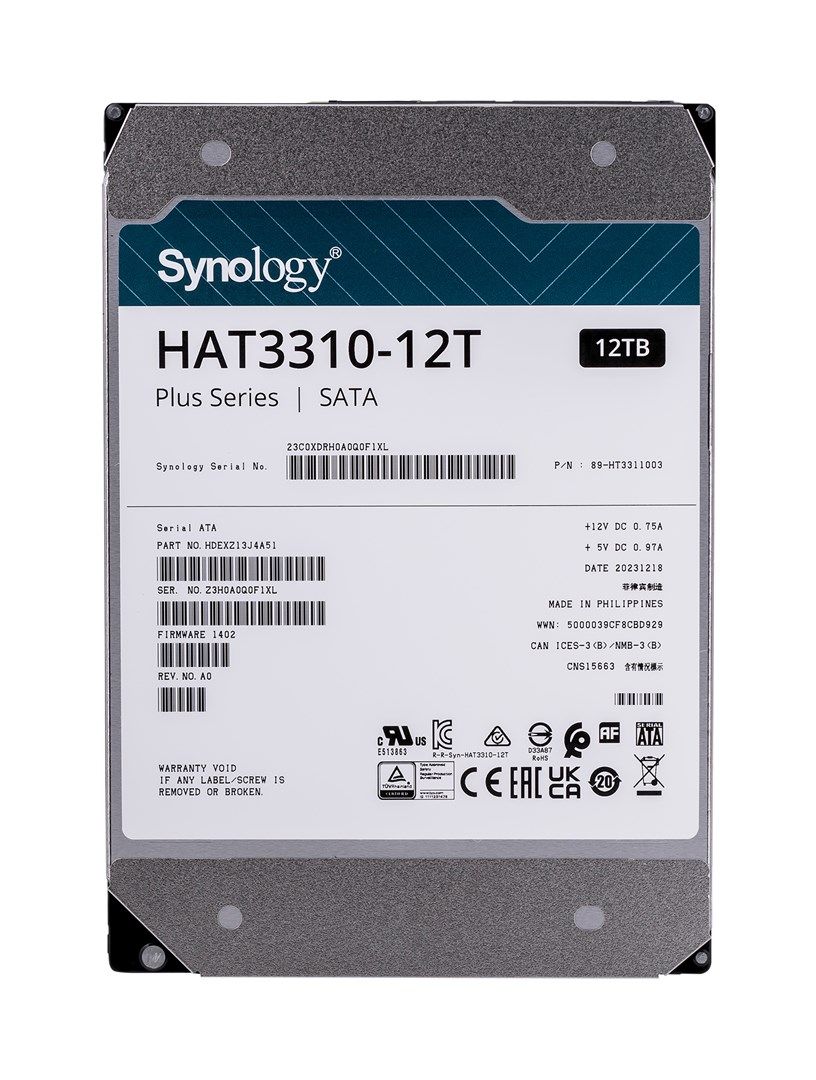 Synology HAT3310-12T internal hard drive 12 TB 7200 RPM 3.5" Serial ATA