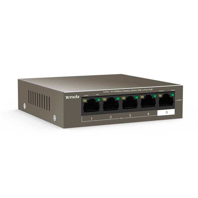 Tenda TEF1105P-4-38W Network Switch Unmanaged L2 Fast Ethernet (10/100) Power Over Ethernet (PoE) Grey