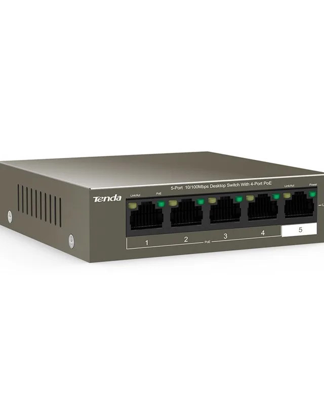Tenda TEF1105P-4-38W Network Switch Unmanaged L2 Fast Ethernet (10/100) Power Over Ethernet (PoE) Grey