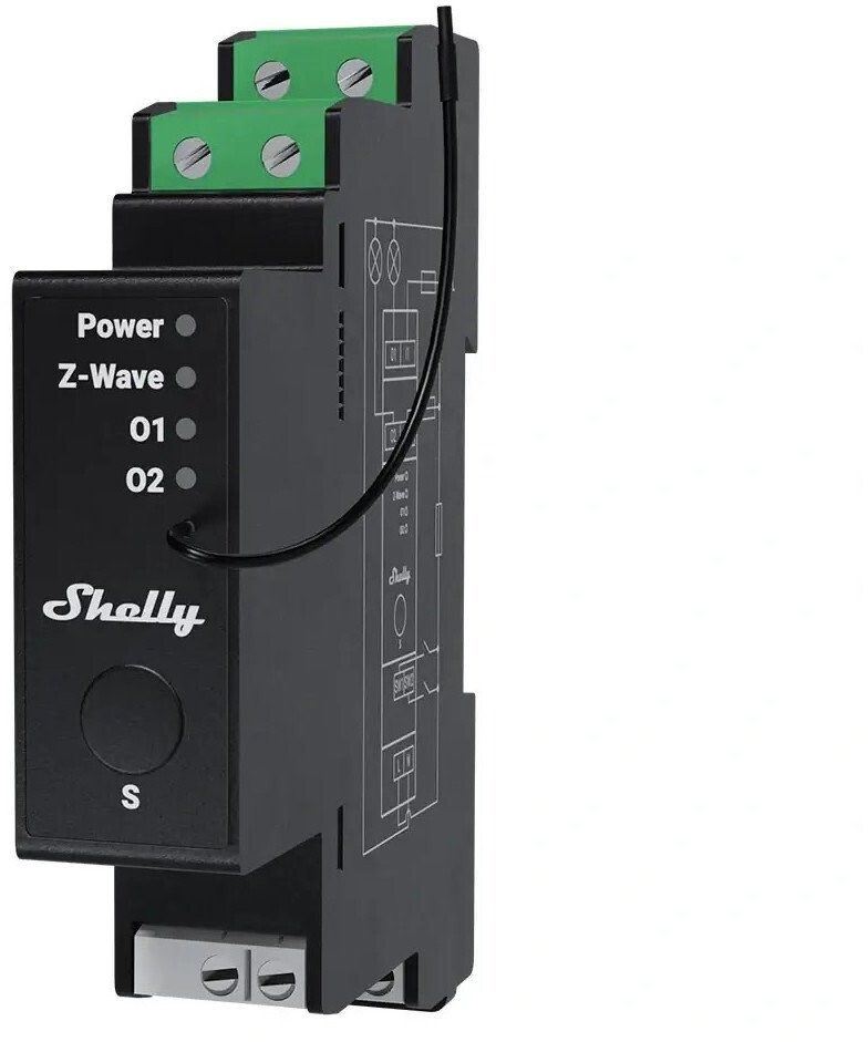 Shelly Wave Pro 2PM LR Two-Channel Z-Wave DIN Rail Controller