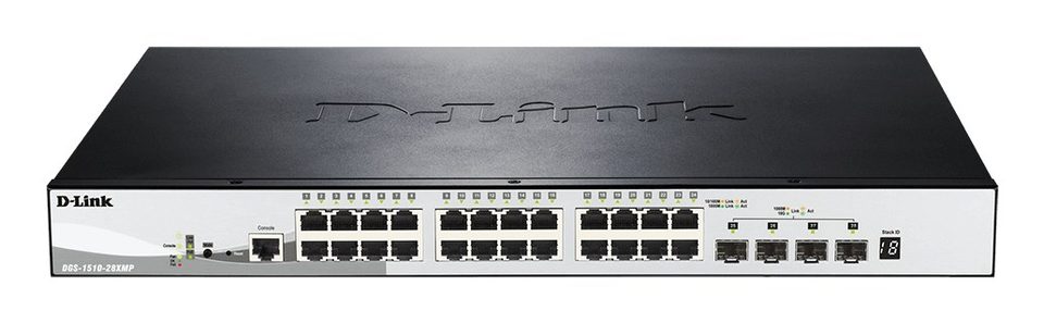 D-Link DGS-1510-28XMP Managed L2/L3 Gigabit Ethernet (10/100/1000) Power over Ethernet (PoE) Black, Grey