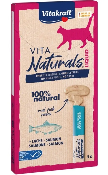 VITAKRAFT Vita Naturals Liquid Salmon - Cat Treats - 5 X 15g