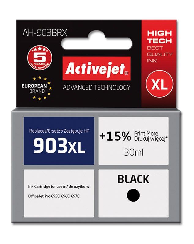 Activejet AH-903BRX ink (replacement for HP 903XL T6M15AE; Premium; 30 ml; black)