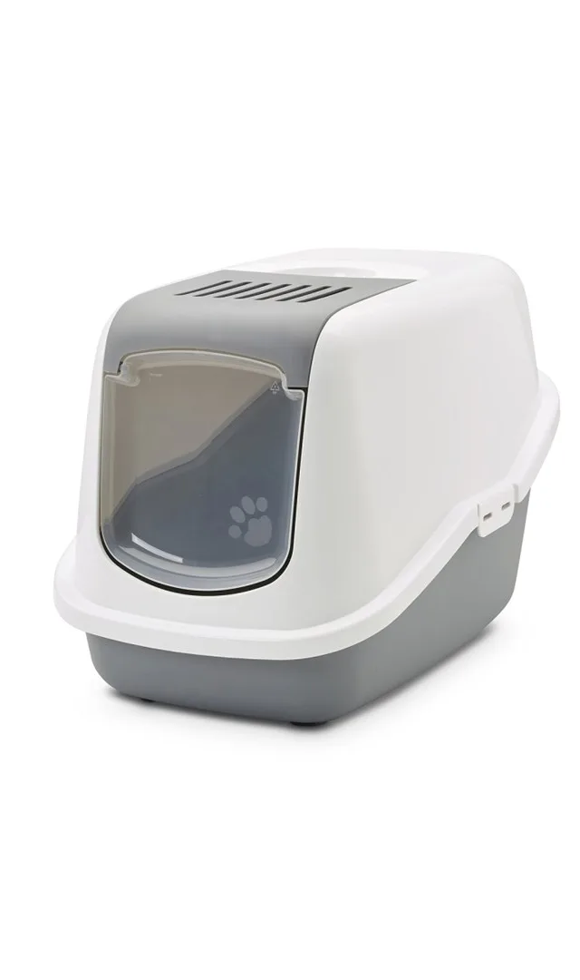 SAVIC Nestor White-Grey - Covered Cat Litter Box - 56x39x38.5 Cm - 1 Pc