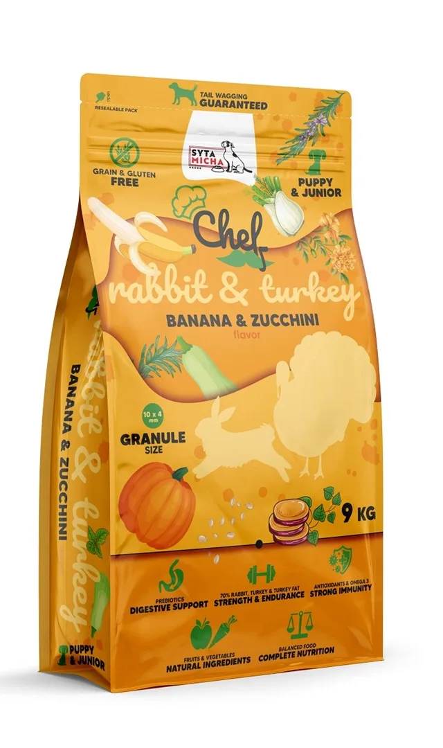 SYTA MICHA Chef Puppy Rabbit Turkey Banana And Zucchini - Dry Dog Food - 9kg