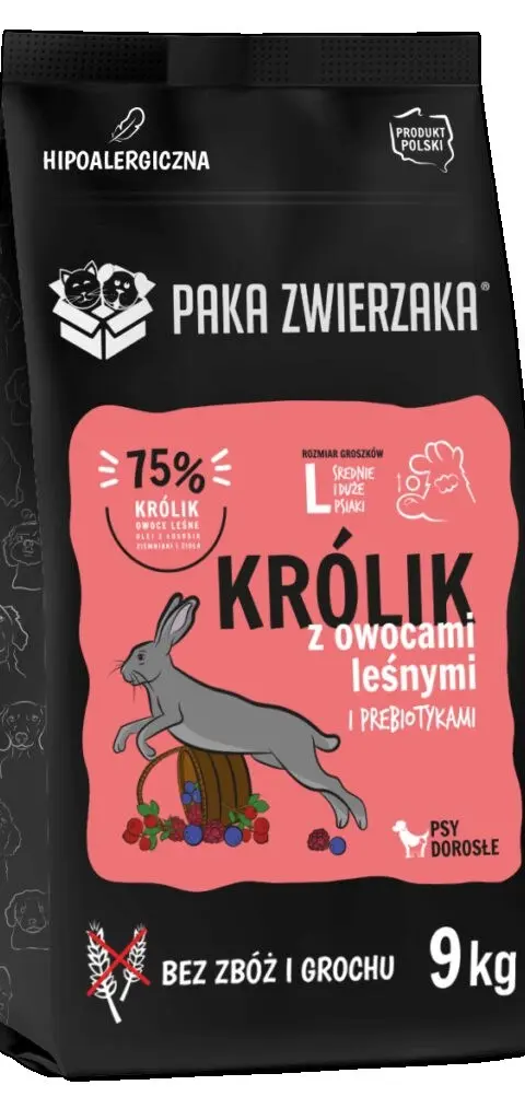 PAKA ZWIERZAKA Rabbit With Forest Fruits L – Dry Dog Food – 9kg