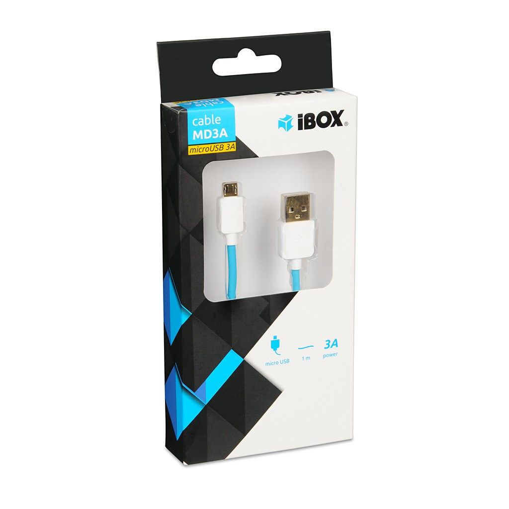 iBox IKUMD3A USB cable USB 2.0 1 m USB A Micro-USB B Blue