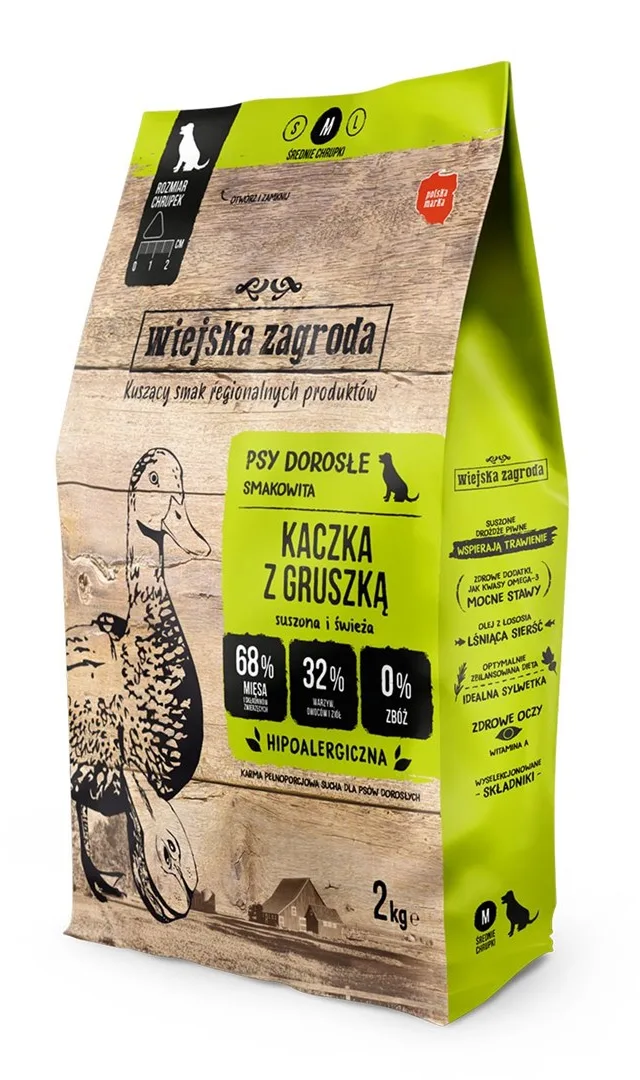 WIEJSKA ZAGRODA Duck With Pear M - Dry Dog Food - 2kg