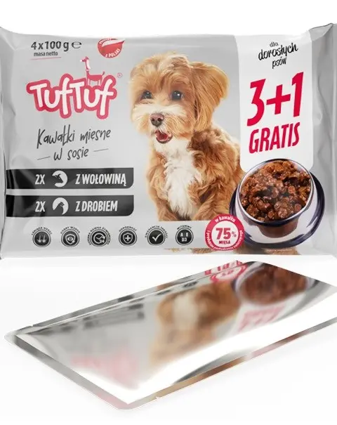 TUF TUF 2x With Poultry 2x With Beef - Wet Dog Food - 4x100g
