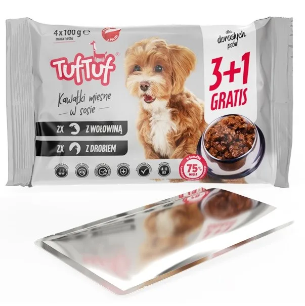 TUF TUF 2x With Poultry 2x With Beef - Wet Dog Food - 4x100g
