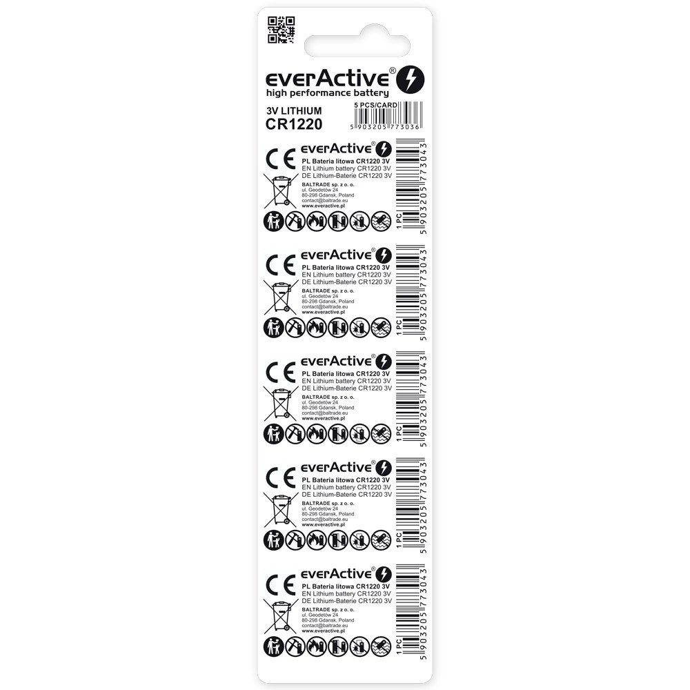 Lithium Battery Mini EverActive CR1220 - Blister 5 Pcs.
