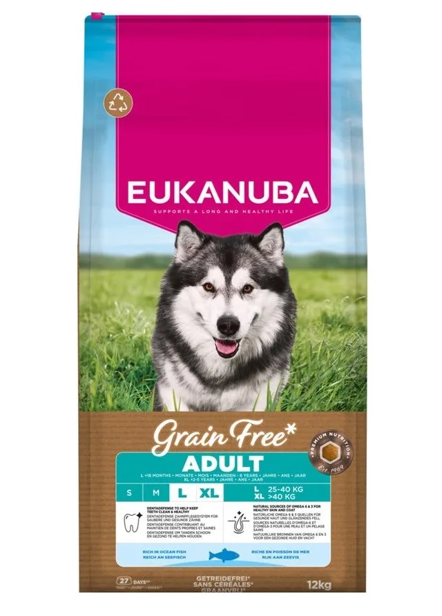 EUKANUBA Grain Free Adult Large Ocean Fish - Dry Dog Food - 12kg