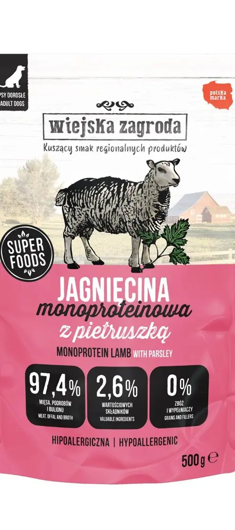 WIEJSKA ZAGRODA Monoprotein Lamb - Wet Dog Food - 500g