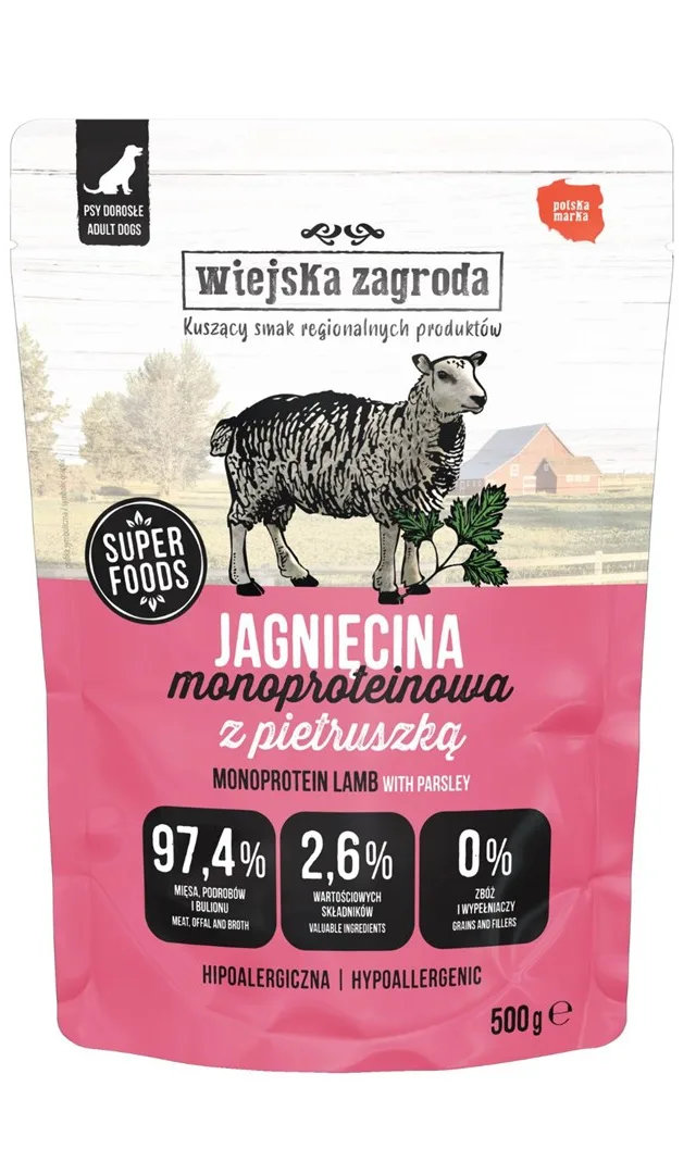 WIEJSKA ZAGRODA Monoprotein Lamb - Wet Dog Food - 500g