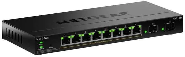 NETGEAR GS310TPv2 Managed L2/L3 Gigabit Ethernet (10/100/1000) Power over Ethernet (PoE) Desktop Black