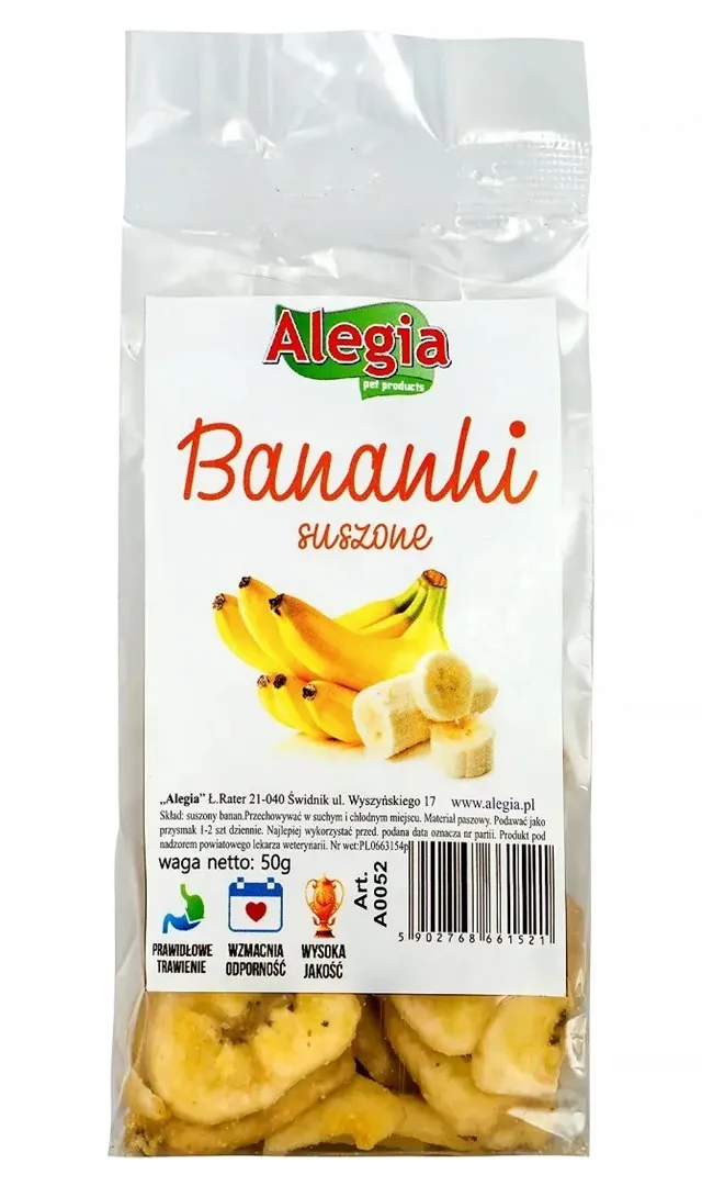 ALEGIA Dried Bananas - Treat For Rodents And Rabbits - 60g