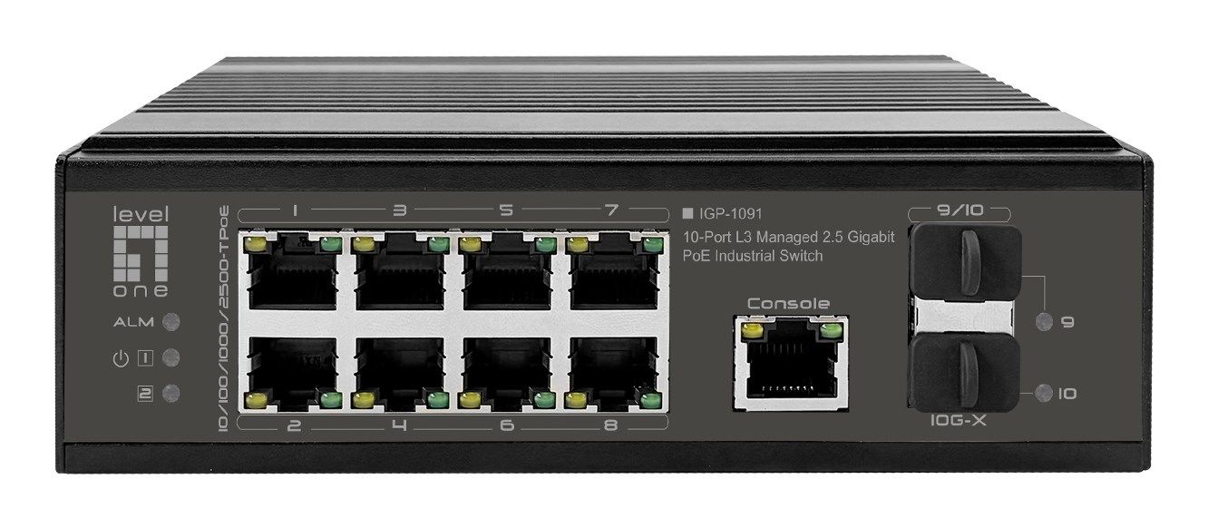 Industr.PoE Switch 8x2.5G PoE/2x1G/10G SFP Uplinks